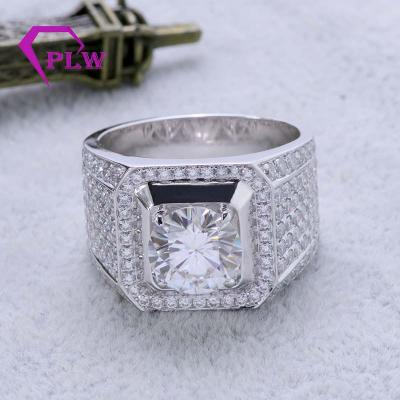 China Gold Round 14K White Gold Moissanite Ring Luxury 1ct 6.5mm Moissanite Wedding Ring For Men for sale