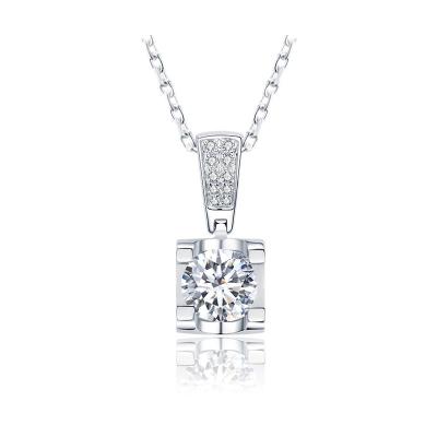 China Latest Fashion 6.5mm Moissanite Diamond Pendant TRENDY Silver Moissanite Jewelry With Women Gold Chain Necklace for sale