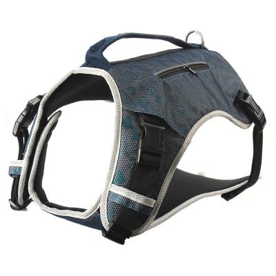 China Reflective Adjustable Dog Harness Tactical Dog Saddle Bag Backpack Camping Hiking Rucksack Harness for sale