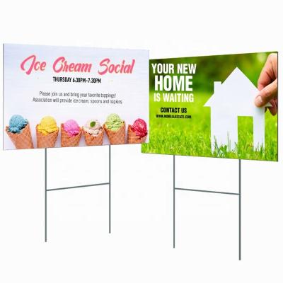 China Coroplast waterproof yards&lawn traffic printing corrugated plastic sheet board custom sign with stake for sale