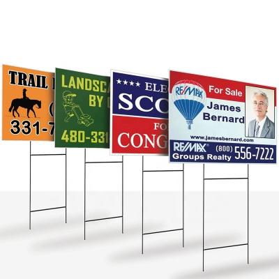 China Waterproof Plastic Corrugated Sheets Boards Custom Advertising Yards Signs With Stakes for sale