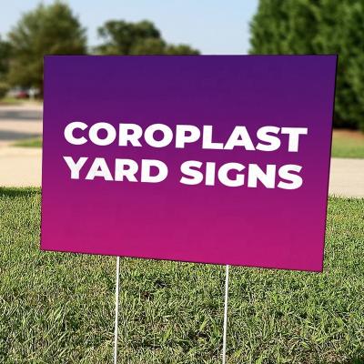 China Waterproof Durable PP Polypropylene Corrugated Plastic Custom Yard&lawn Advertising Coroplast Signs for sale