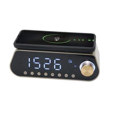 China MX23 5W/10W/snooze/FM/TF/AUX/hands free/USB/dimming/powerbank phone speaker alarm clock /BT radio wireless charging speaker for sale