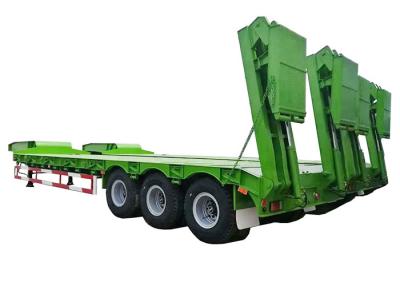 China Groene 12ft 2 Axle Low Bed Semi Trailer Q345B Afneembare Gooseneck Te koop