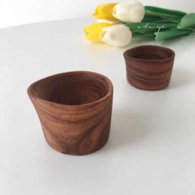 China Sustainable Solid Wooden Milk Cup Mini Coffee Utensils Milk Jug Milk Cup for sale