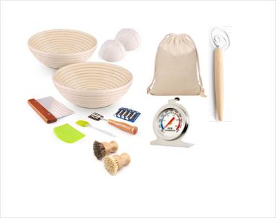 China 9inch 10inch Disposable Rattan Bread Proofing Basket With Dough Bowl Scraper Cutter Blade Bag Beater for sale