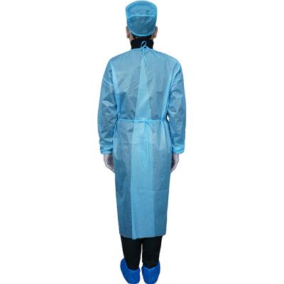 China Prevent Droplets Safety Breathable Waterproof Men's 50g Blue Isolation Gowns Set Clothing To Protect Coveral Disposable Rib Cuffs Or Customized for sale