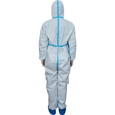 China Isolation waterproof unsterilized gown white coveralls for protective clothing 65g factory price for sale