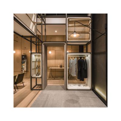 China Europe Men Clothing Store Interior Design With Wooden Clothing Rack for sale