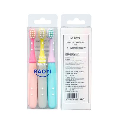 China Wholesale Custom Logo Colorful Kids Plastic Toothbrush Set Cute 3 Packs for sale