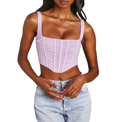 China 2021 Latest QUICK DRY Custom Fashion Back Zippers Design Women Mesh Top Sexy Backless Sleeveless Women Full Crop for sale