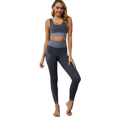 China Wholesale Breathable Seamless Low Wear MOQ Seamless Gym Legging Set Custom Logo Sweat-Wicking Logo Yoga Eco-Friendly Sets For Women 2 Pieces for sale