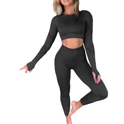 China New Style Yoga Set Women Eco-Friendly Custom Made Breathable Seamless Logo Sweat-Wicking Sport Sets Gymwear 2021 for sale