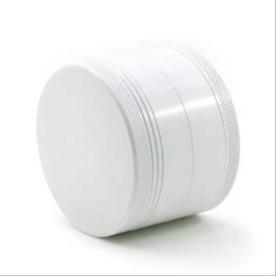 China Custom Logo Ceramic+Aluminum 63mm 4 Parts White Ceramic Herb Grinders for sale