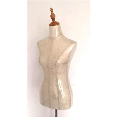 China Adjustable Styrofoam Fiber Dress Form Female Seamstress Half Body Canvas Adjustable Mannequin for sale