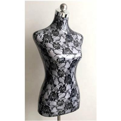 China Adjustable Cheap Black Lace Fabric Styrofoam Seamstress Mannequin Dress Form for sale