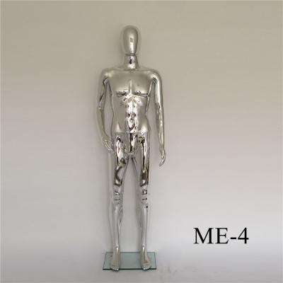 China Silver Chrome Male Mannequin Egg Head With Glass Stand Base for sale