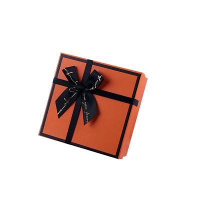 China Birthday Spot Orange Bow Hand Gift Silk Scarf Wallet Pajamas Packaging Box Customization for sale