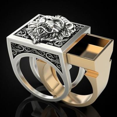 中国 Lion Two-piece Male Ring Set Retro Creative Vintage Fashion Alloy Ring 販売のため