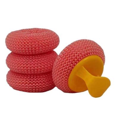 China Sustainable Hot Selling Kitchen Cleaning Plastic Wire Strap For Ball Production Stainless Steel Scourer With Handle for sale