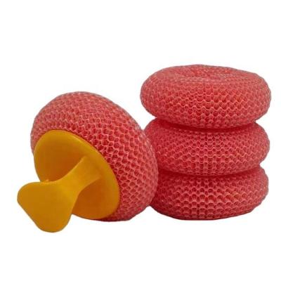 China Sustainable Quality Household Super Ball Orange Plastic Scourer For Pot Cleaning for sale