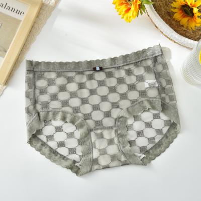 China New Antibacterial Lace Ice Cream Briefs For Ladies Traceless Cotton Breathable Tickless Briefs Midwaist Yarn For Women for sale