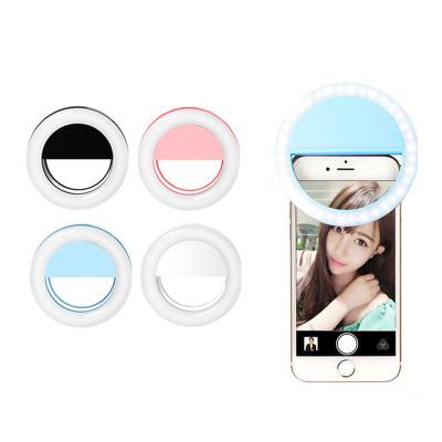 China Customized Rechargeable Self-timer Logo Mobile Phone Makeup Self-Timer Rechargeable Light Adjustable Logo Selfie Vlog Photo Light Ring Led Round Clip Universal 3 Light Effects for sale