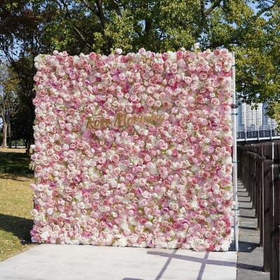 China High Quality Wedding Party Event Roll Up Silk Flower Backdrops For Wedding And Event Decoration for sale