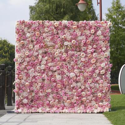 China Free Rose Background Decoration Flower Wall Wedding Event Maintenance Silk Flower Wall for sale