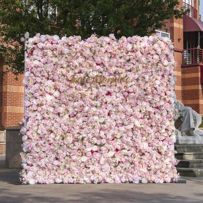 China Hot Selling Wedding Party Event Roll Up 8ft*8ft Artificial Flower Wall Panel For Wedding Party Event Background Decoration for sale