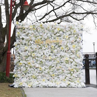 China Wedding Party Event Wedding Artificial Silk Flower Panel Backdrop Hot Selling Decorative Wall for sale