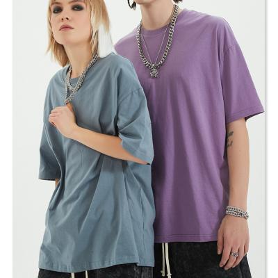 China Spring Summer 2021 Anti-wrinkle Unisex 190G Cotton 100% Shoulder Off Sleeve Loose Shorts Mens Solid Color Fashion T-shirt for sale