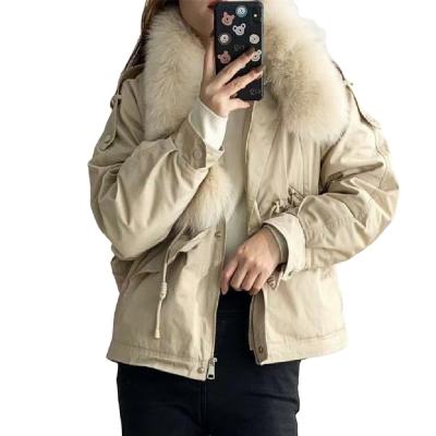 China Breathable Women Short New Winter Simple Thickened Down Jacket Fox Fur Collar Stripper Coat for sale