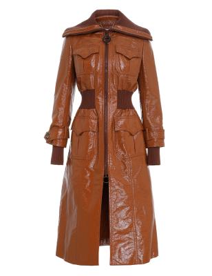 China Sustainable Custom Leather Jacket Winter Clothing Long Line Elegant Women Lady Coats for sale