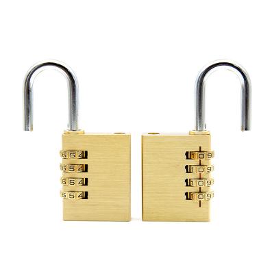 China Brass Big size brass password lock door cabinet gold combination padlock 4 digit combination code locker lock for sale