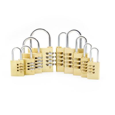 China Brass Hot Selling Gold Brass 3 digit  Combination Lock  copper password number letters padlock for bag suitcase cabinet locker for sale