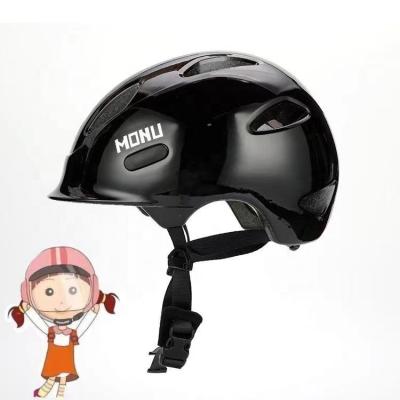 China Monu RTS Kids Fasion Super Lightweight Black Kids Bike Helmet With 360 Degree Protective Fit System Passed CE for sale