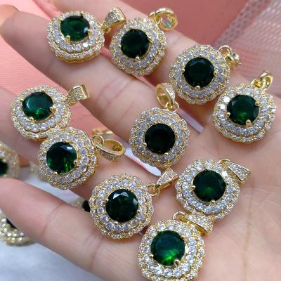 China 2021 Romantic New Design Emerald Charm Luxury Jewelry Making CZ Charms for sale