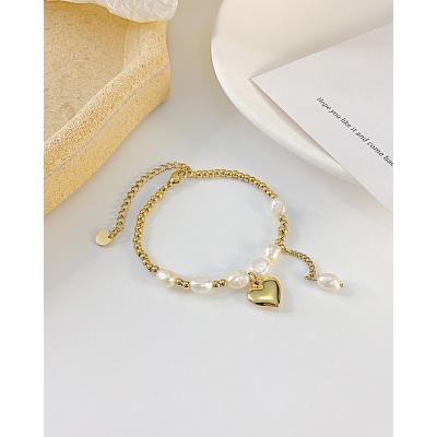 China Stainless Steel CLASSIC Freshwater Rope Chain Gold Pearl Fashion Braided Bracelet for sale