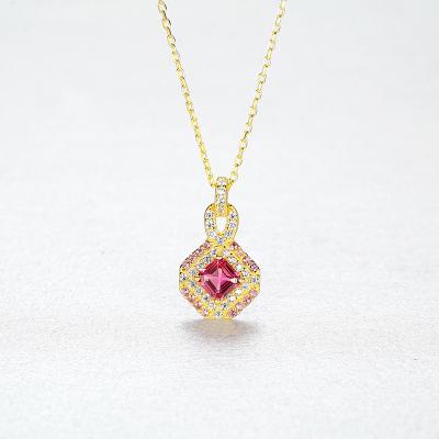 China Retro S925 Gold CLASSIC Silver Red Zircon Diamond Choker Pendant Necklace For Women for sale