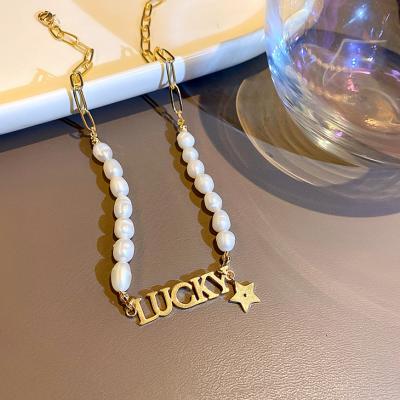 China 2021 CLASSIC Women's Fashion Freshwater Pearl Pearl Chain Lucky Star Pearl Pendant Necklace for sale