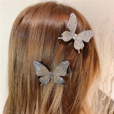 China Fashion Women Cute Rhinestone Crystal Hair Butterfly Clips For Girls for sale