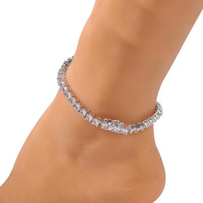 China Hip Hop Hip Hop Foot Chain Jewelry One Row Cubic Diamond Anklet Zircons Tennis Chain Men Women Cuban Link Chains for sale