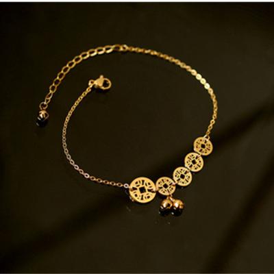 China Charm Earring Geometry Round Coin Bell Stainless Steel Butterfly Women Anklet Bracelet Titanium Titanium Butterfly for sale