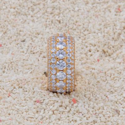 China Hiphop Fashion Mens Gold Plated Zircon 925 Sterling Silver Rings Women for sale