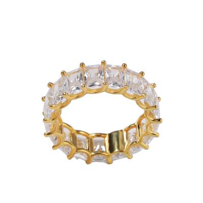 China Hot Selling Bling Ring Fashion 18k Gold Plated Diamond Gold Ring 925 Sterling Silver Zircon Ring for sale