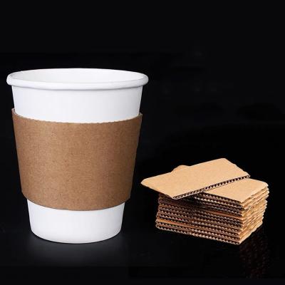 China Hot Selling Disposable Sleeve Paper Cup Kraft Paper Coffee Cup Sleeves With Embossing Cups for sale