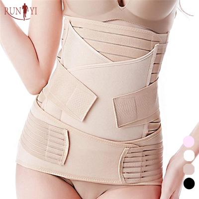 China RUNYI Wholesale Black Color Comfortable Breathable Elastic 3 in 1 Compression Postpartum Abdominal Board Band Belly Recovery Support Belt for sale