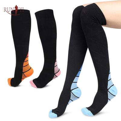 China Breathable Medical Men Women Custom Compression Booties High Knee Fun Stockings 20-30mmhg For Running Sports Nurse for sale