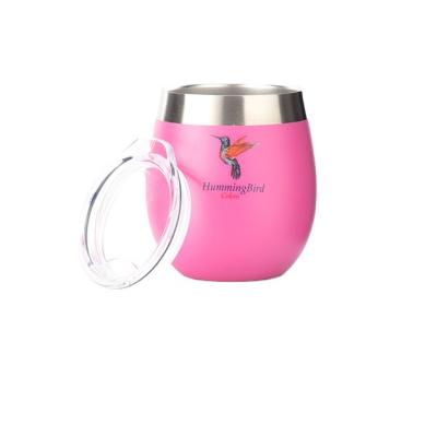 China Business 8oz Stainless Steel Wine Glass Coffee Milk Tea Cups With Lids Cute Tumbler For Girls for sale